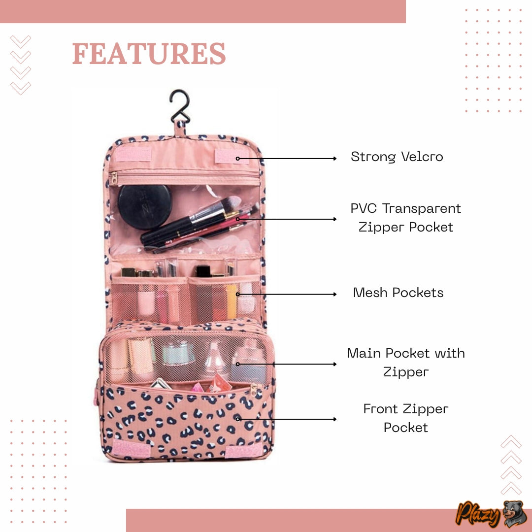 Multifunctional Travel Essentials Kit | For Women | Color: Leopard skin Rose Gold