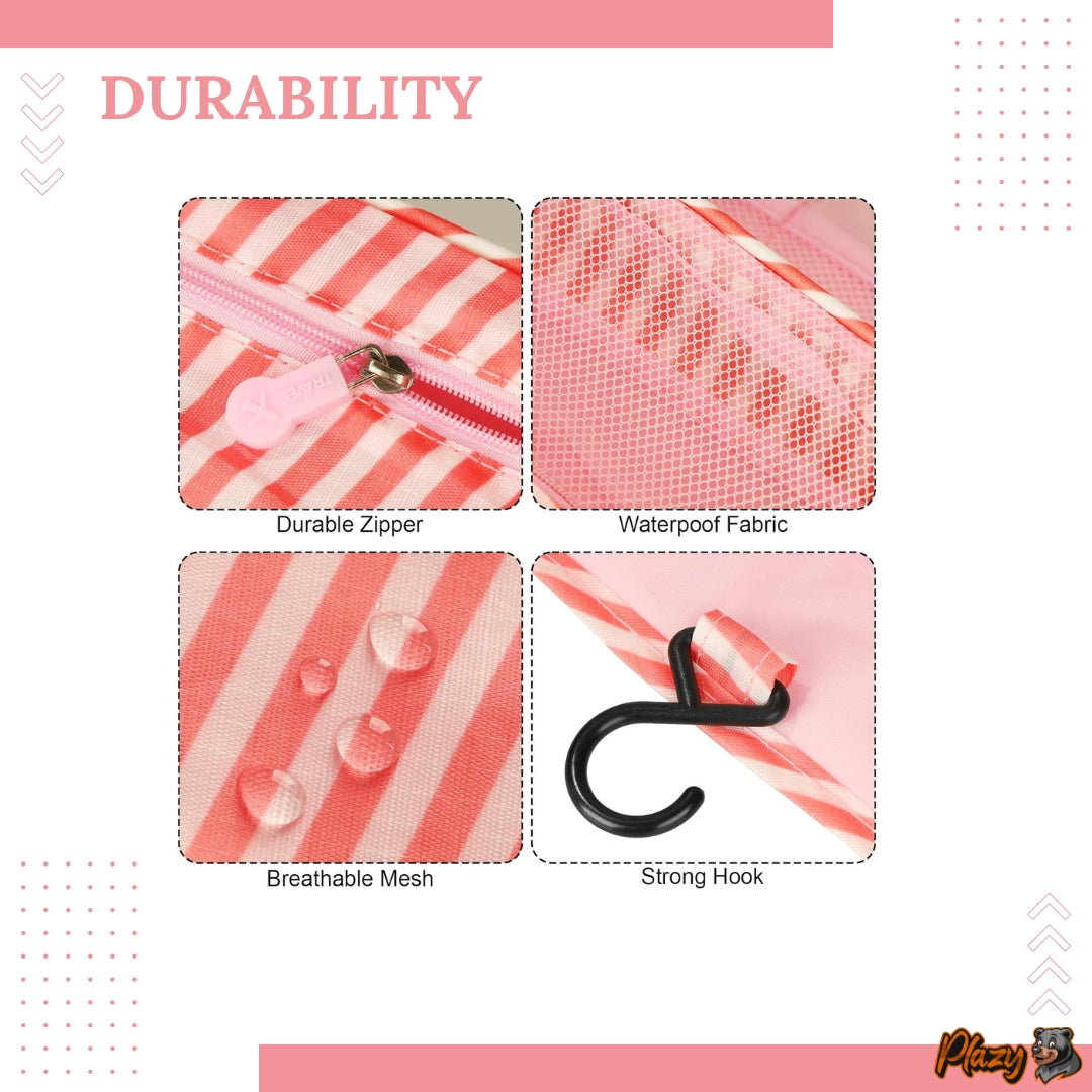Multifunctional Travel Essentials Kit | For Women | Color: Pink Stripes