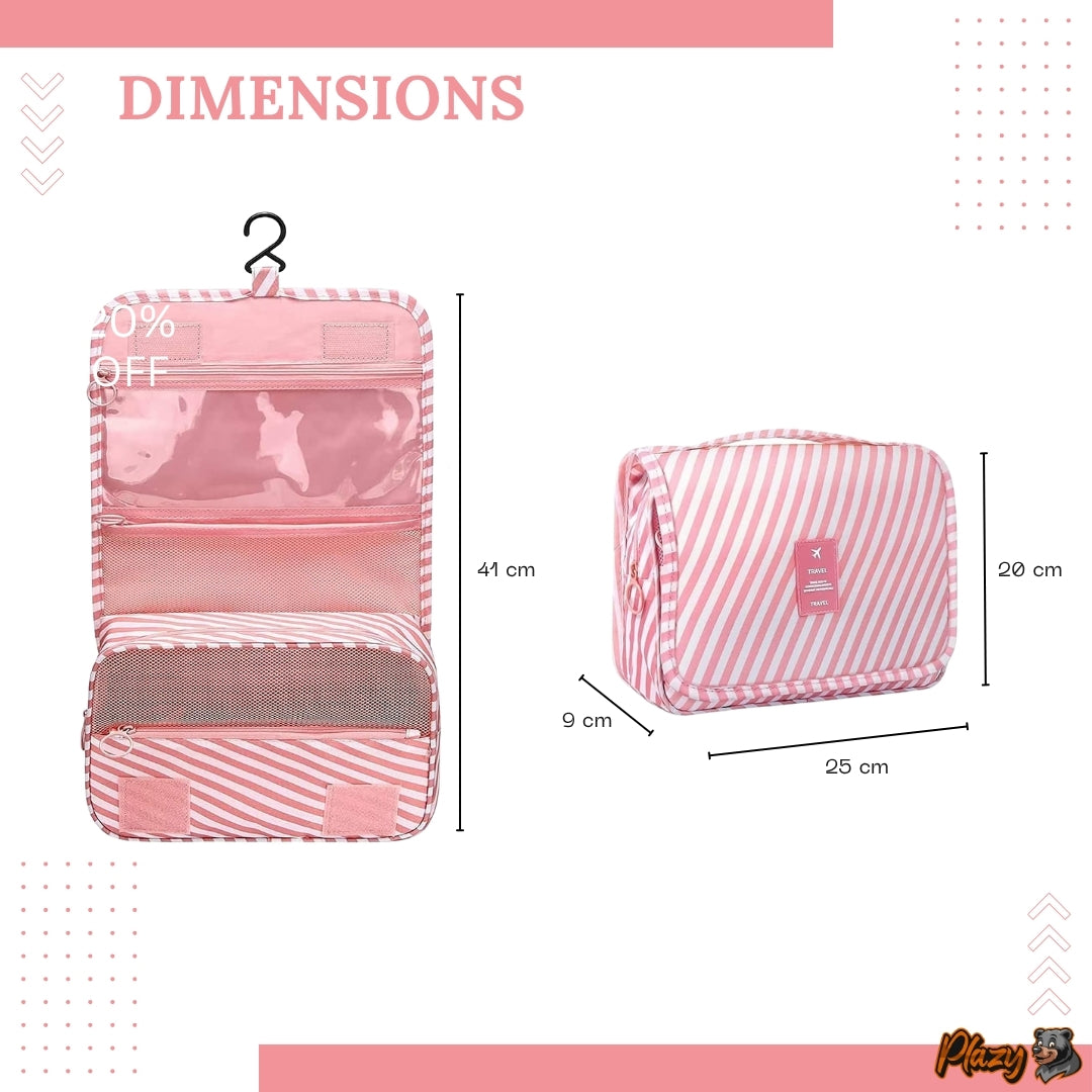Multifunctional Travel Essentials Kit | For Women | Color: Pink Stripes