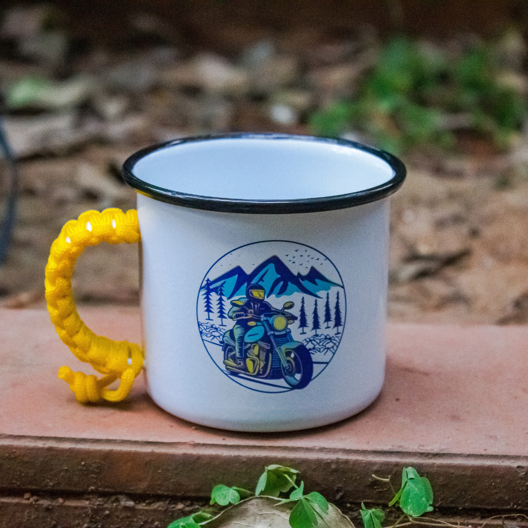 Plazy Enamel Mug | Ride Explore | Colour: White | 350ml