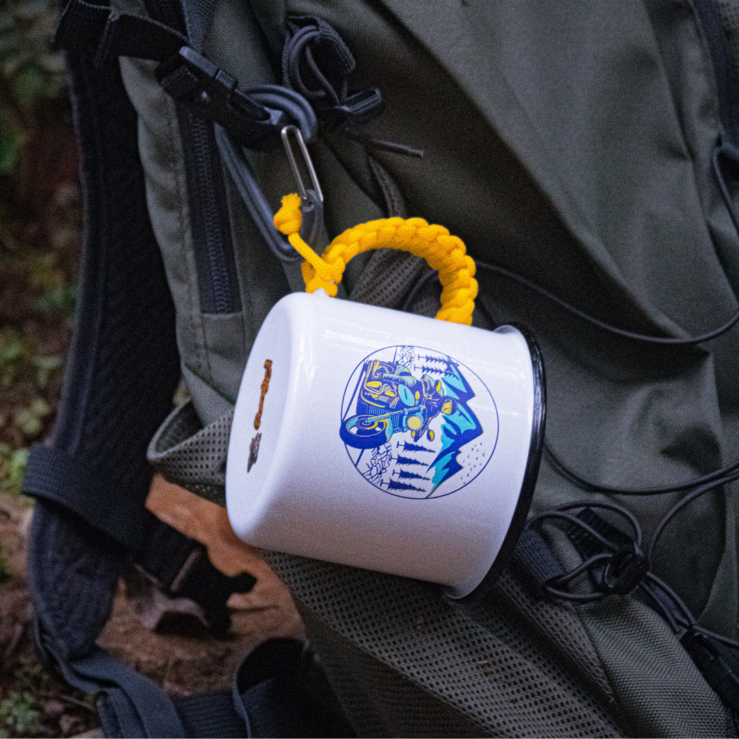 Plazy Enamel Mug | Ride Explore | Colour: White | 350ml
