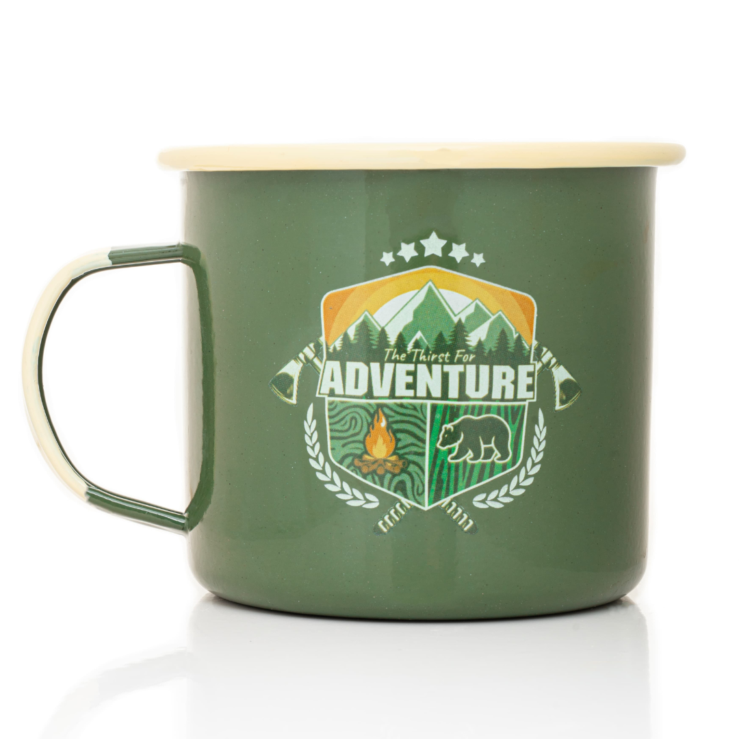 Plazy Enamel Mug | Thirst for Adventure | Colour: Green | 350ml