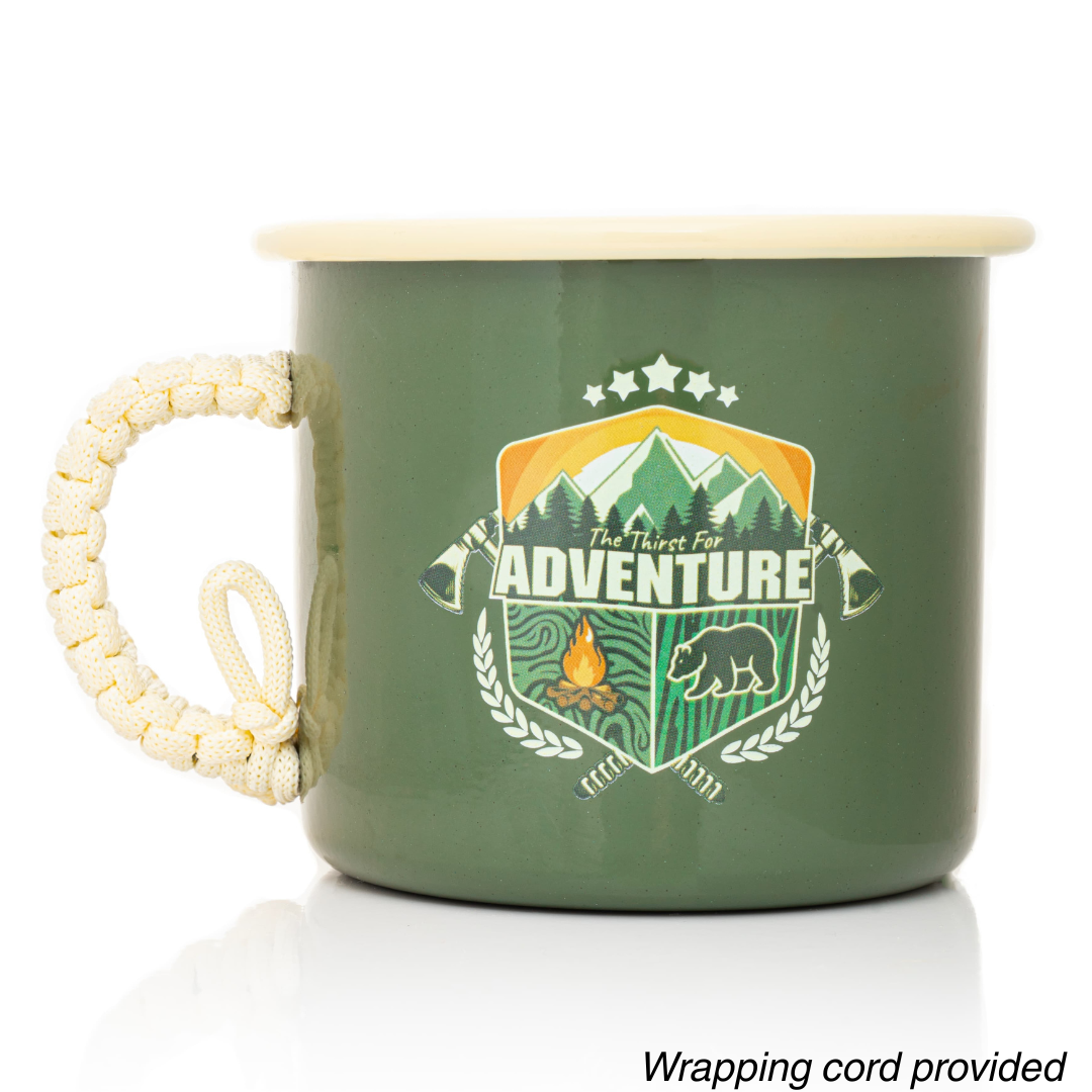 Plazy Enamel Mug | Thirst for Adventure | Colour: Green | 350ml