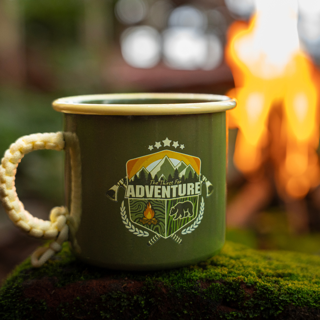 Plazy Enamel Mug | Thirst for Adventure | Colour: Green | 350ml