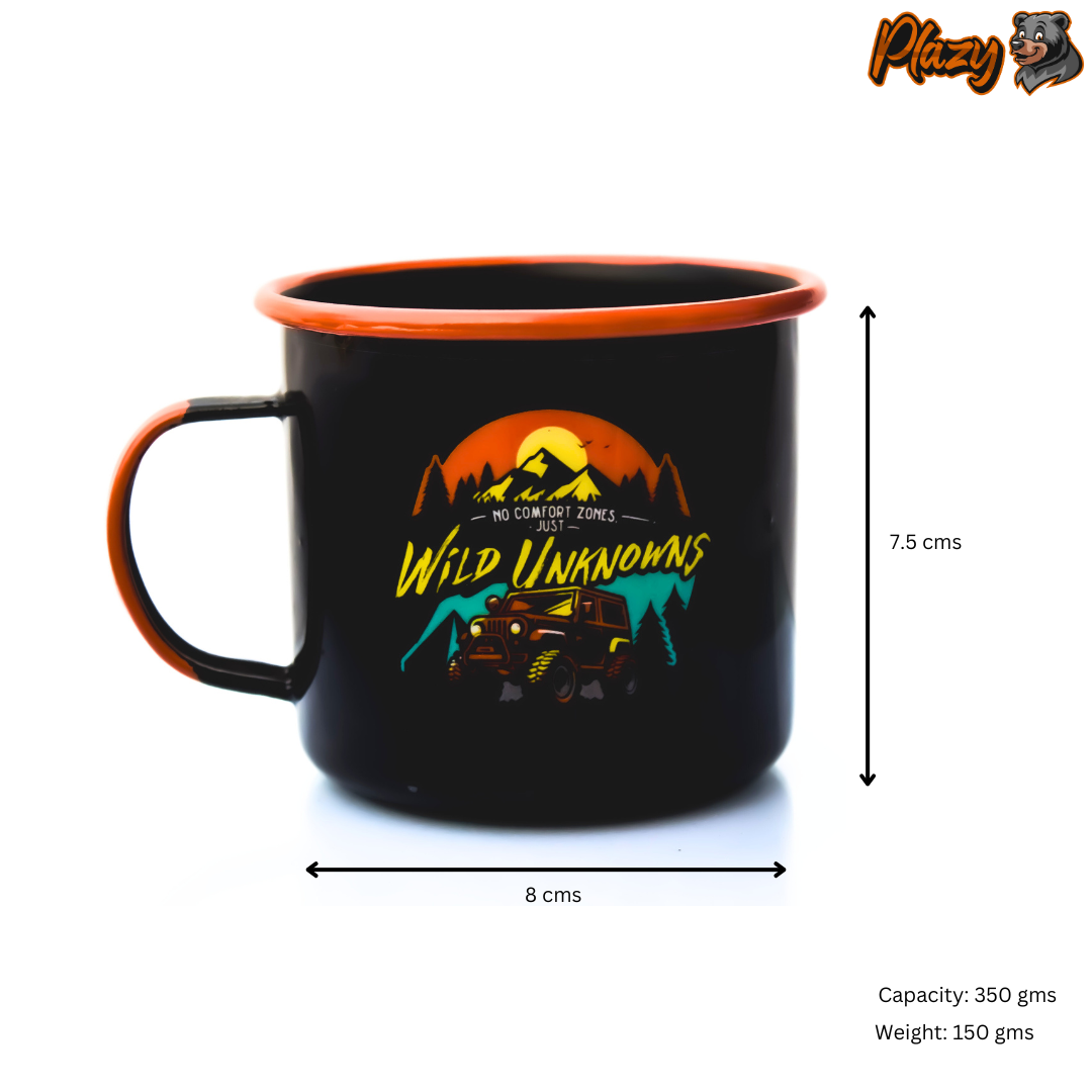 Plazy Enamel Mug | Thrive | Colour: Black | 350ml