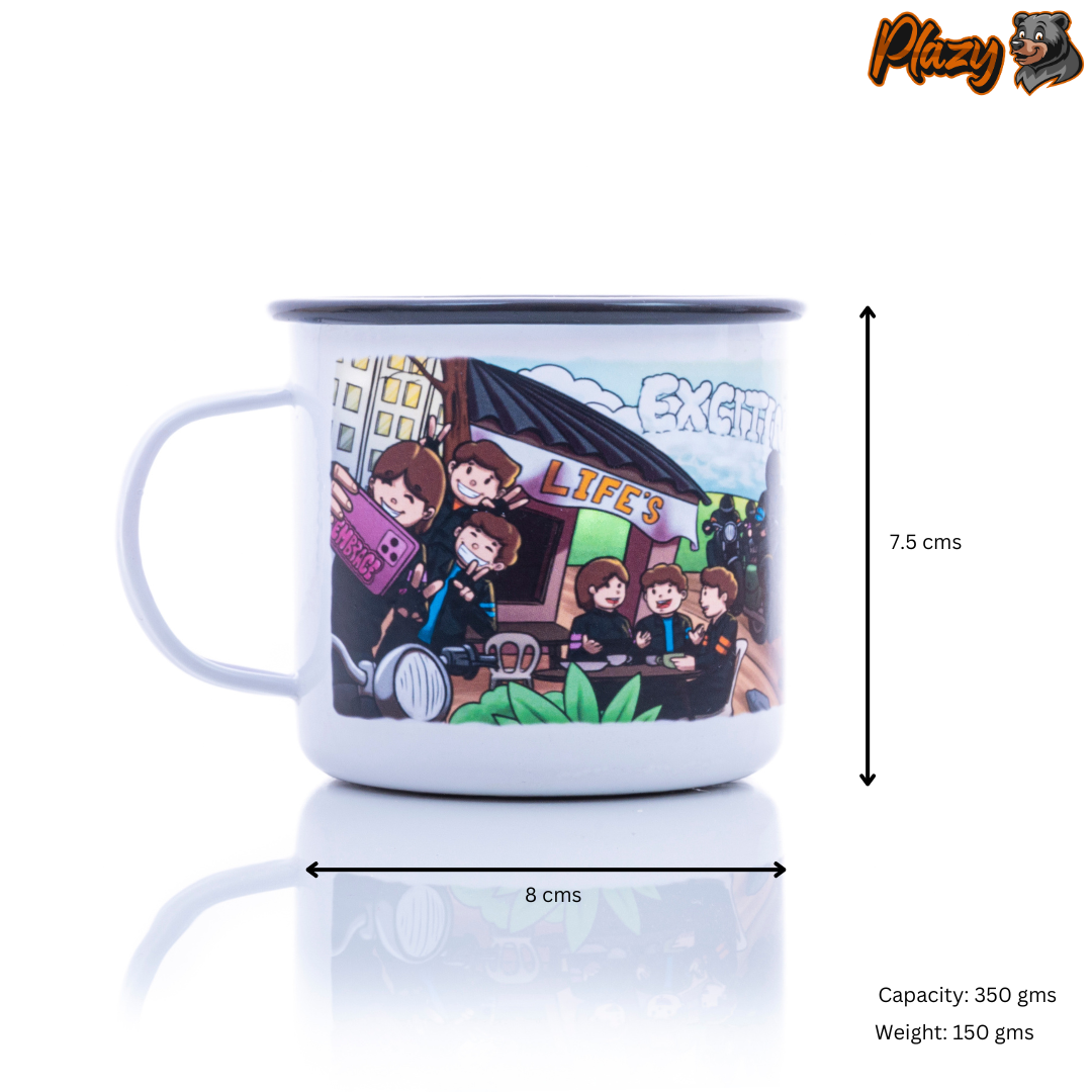 Plazy Enamel Mug | Rider's Life | Colour: White | 350ml