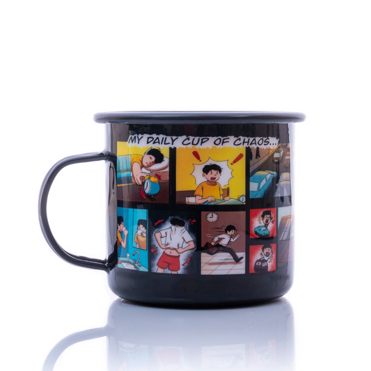 Plazy Enamel Mug | Comic | Colour: Black | 350ml