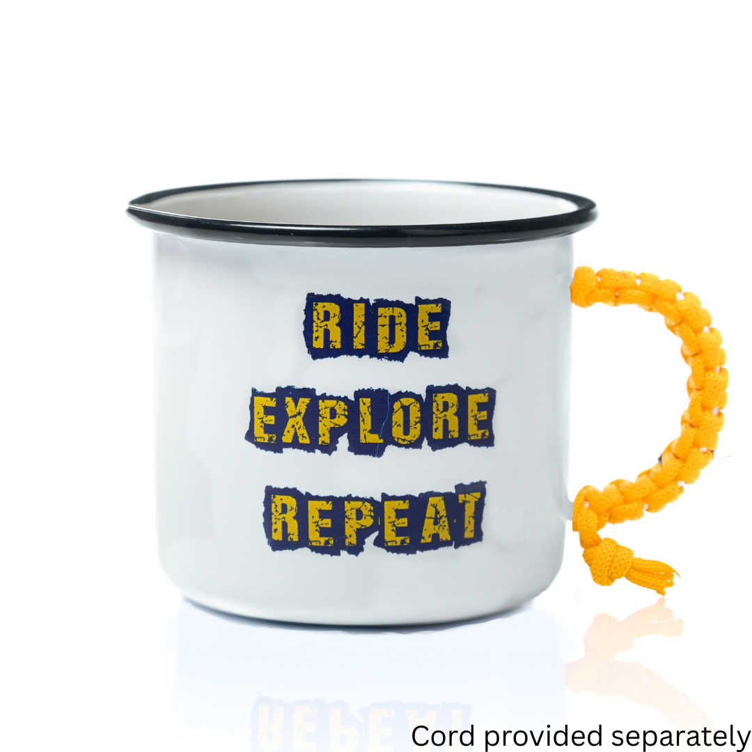Plazy Enamel Mug | Ride Explore | Colour: White | 350ml