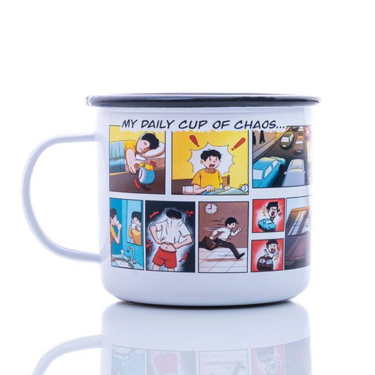 Plazy Enamel Mug | Comic | Colour: White | 350ml