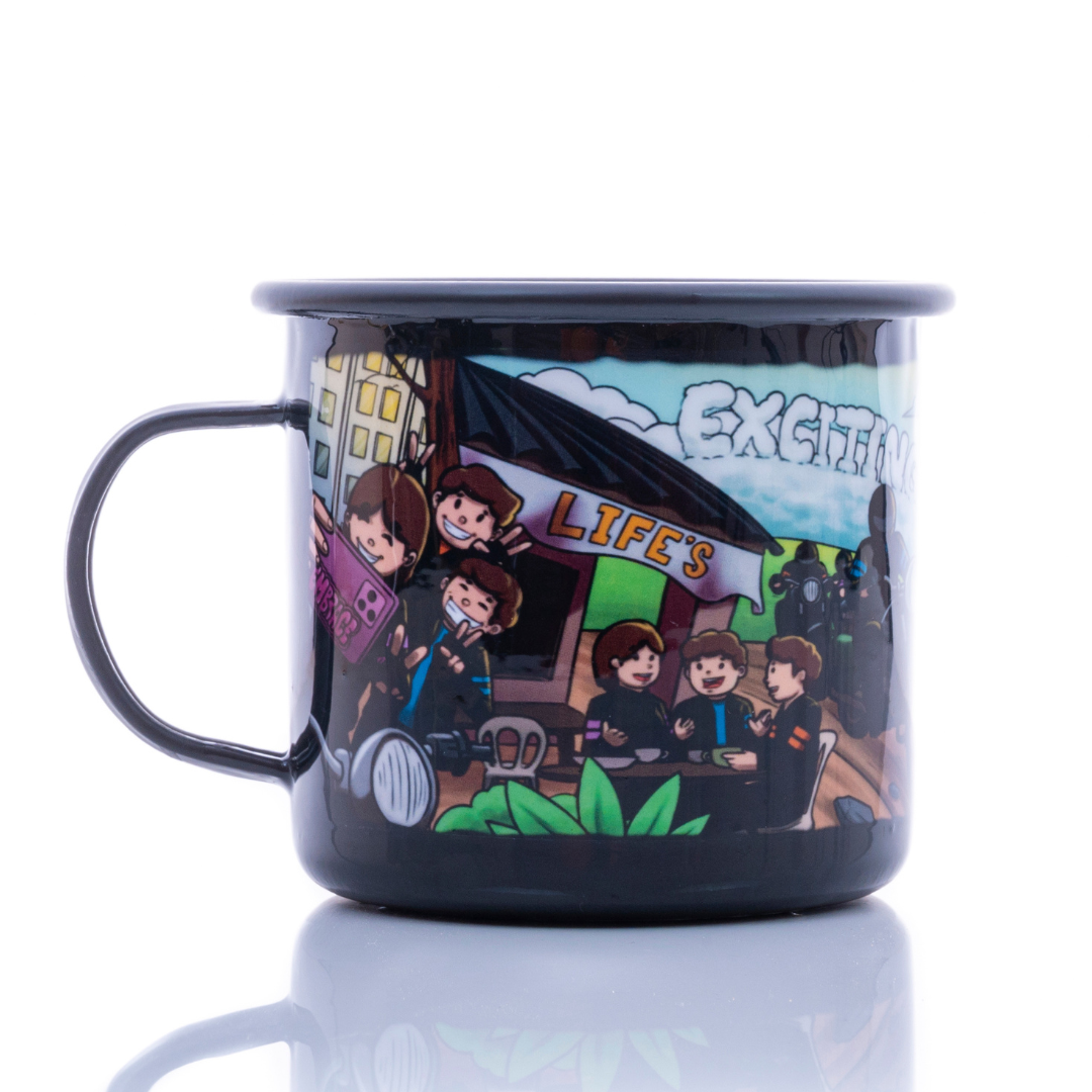 Plazy Enamel Mug | Rider's Life | Colour: Black | 350ml