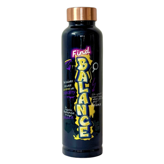 (Limited Time Offer) Plazy Water Bottle | Copper | Find Balance | Colour: Navy Blue | 900ml