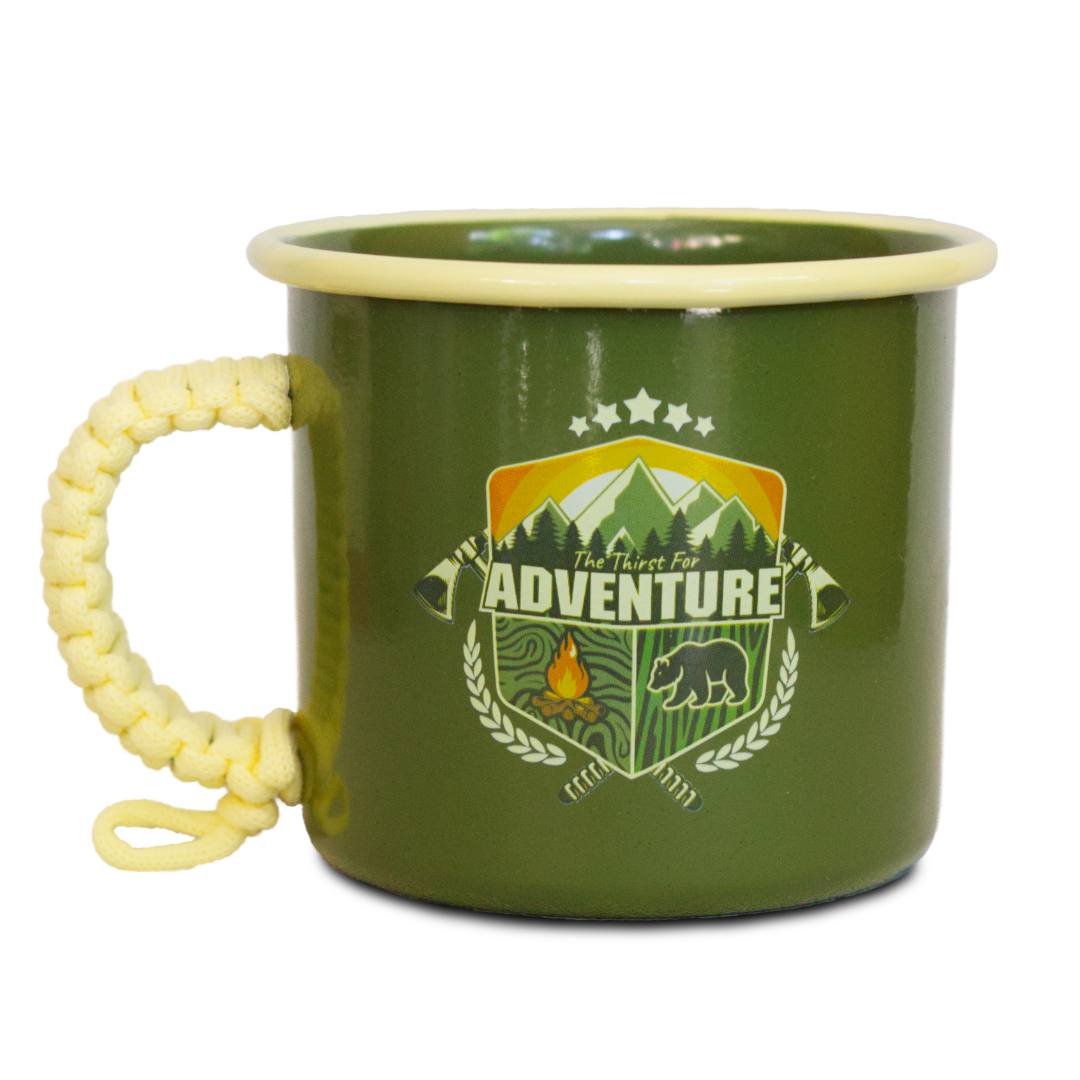 Plazy Enamel Mug | Thirst for Adventure | Colour: Green | 350ml
