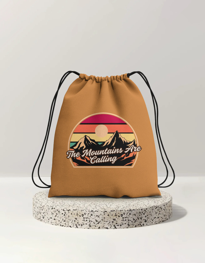 Plazy Drawstring Bag | Design: Mountain Calling | Size: Standard