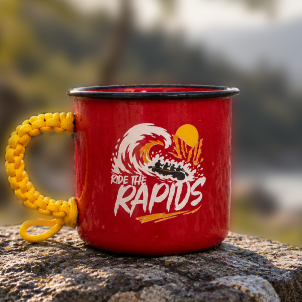 Plazy Enamel Mug | Ride The Rapids | Colour: Red | 350ml - Image 2