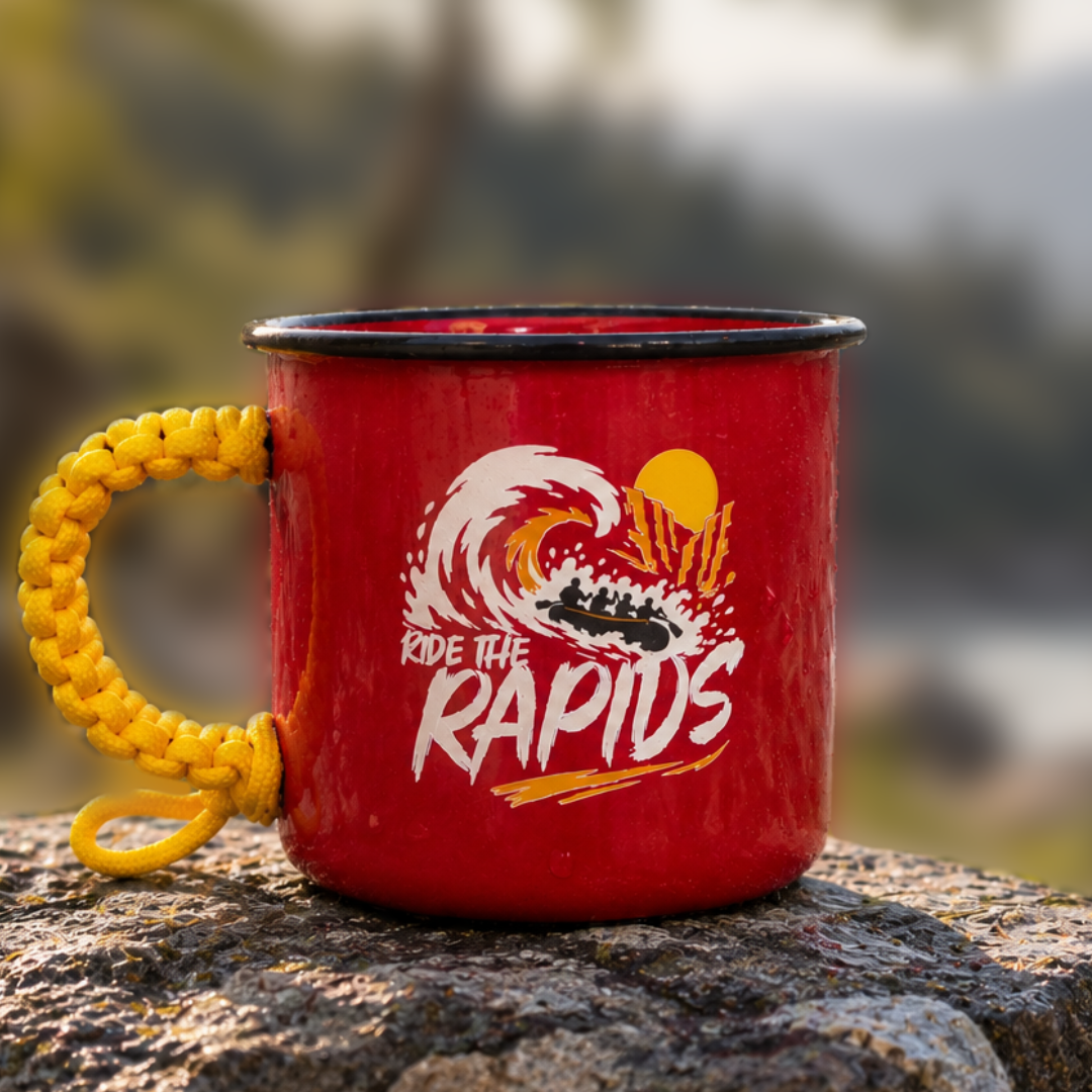 Plazy Enamel Mug | Ride The Rapids | Colour: Red | 350ml - Image 2