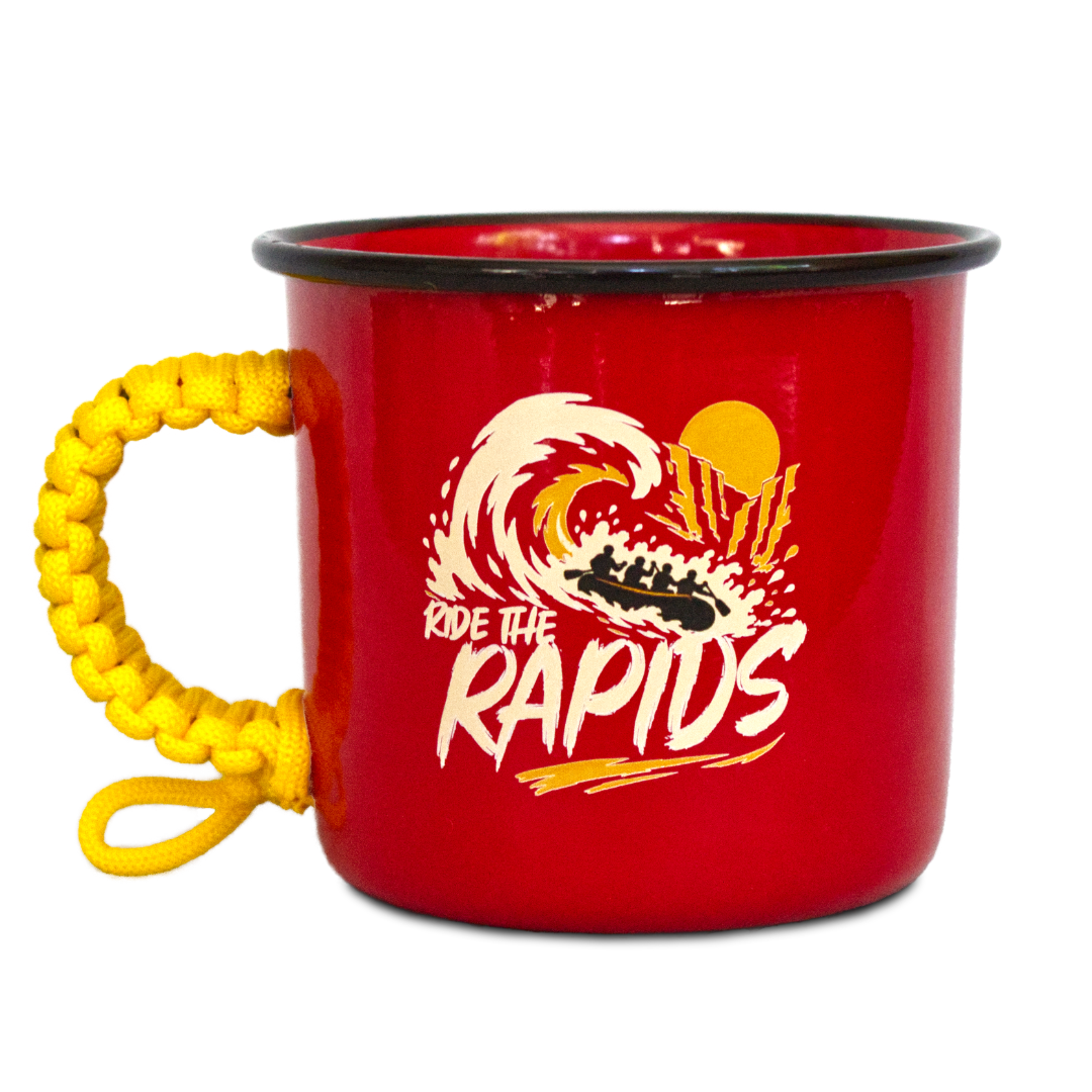 Plazy Enamel Mug | Ride The Rapids | Colour: Red | 350ml